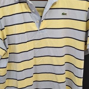 Lacoste Yellow and Gray Polo Shirt Classic Stripes